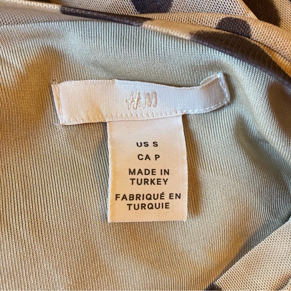 H&M Tan Black Animal Leopard Cheetah Print Mesh Net Long Sleeve Midi Maxi Dress - Picture 7 of 9